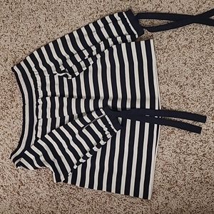 Off-shoulders Navy Striped top J. Crew